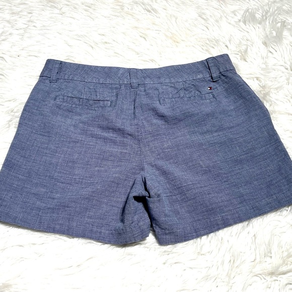 TOMMY HILFIGER Women's Blue Linen Blend Chino Walking Shorts Pockets - Picture 6 of 15